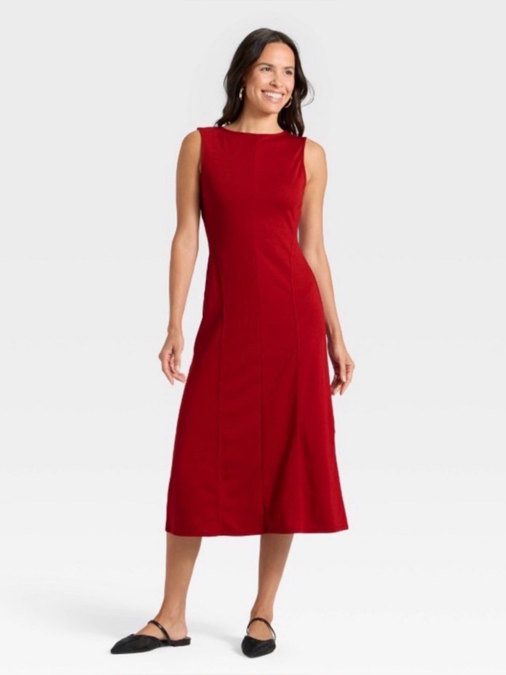 a new day Sleeveless Red Midi Dress